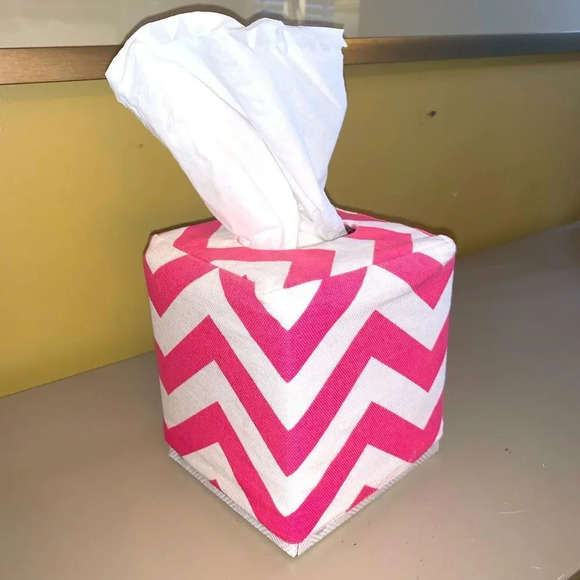 Pink Chevron Tissue Box Cover - Picture 1 of 3